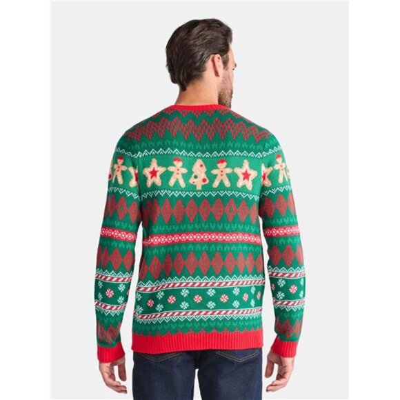 Holiday Time Men's Long Sleeve Christmas Sweater with Santa, Sizes XS-3XL - Picture 4 of 6